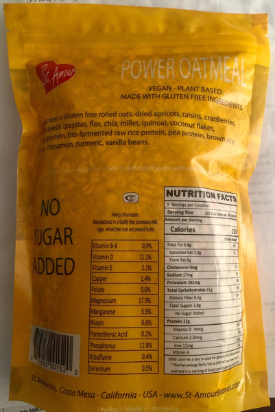 Power Oatmeal - Vanilla - Vegan - No sugar added - gluten free